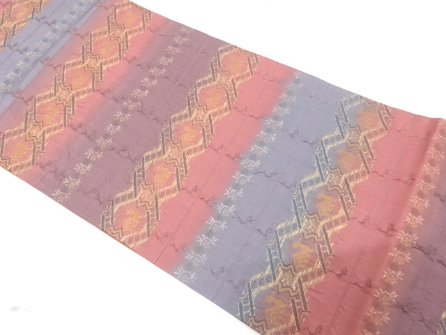 JAPANESE KIMONO FUKURO OBI / SILK / WOVEN ARISUGAWA PATTERN